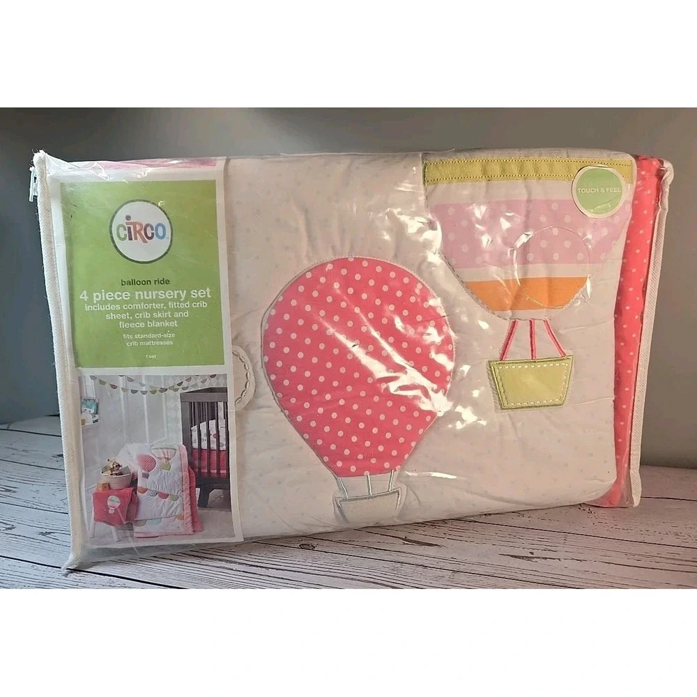 Circo Hot Air Balloon Ride Girls Crib Nursery Bedding Set 4 Pieces Baby Pink New